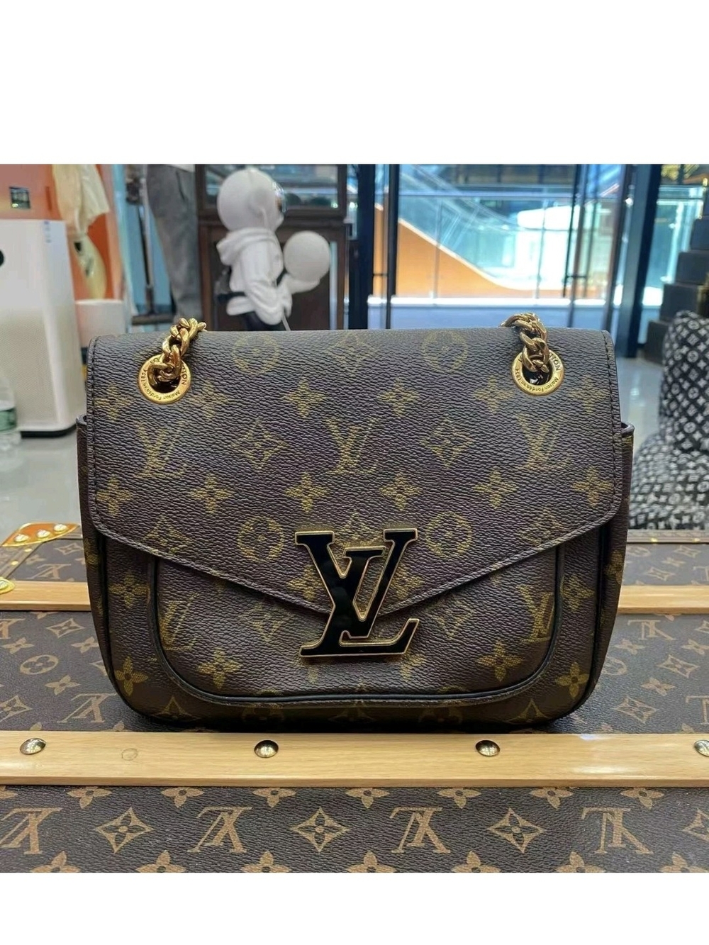 Louis Vuitton Monogram LV Chain Shoulder Bag in Brown New In Box With Invoice